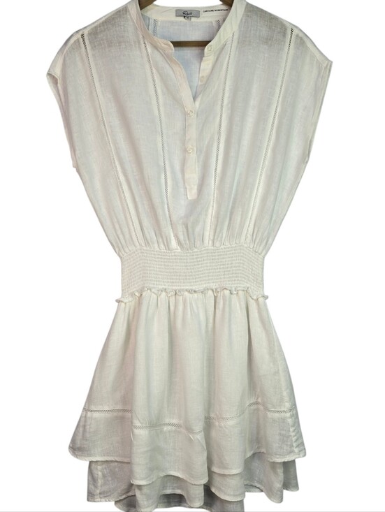 Rails Dresses & Skirts - RAILS Size XS Lightweight Crisp White Smocked Waist Tiered Linen Blend Dress